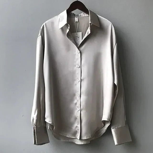 Nayeli | Satinbluse mit langen Ärmeln und Knöpfen für Damen