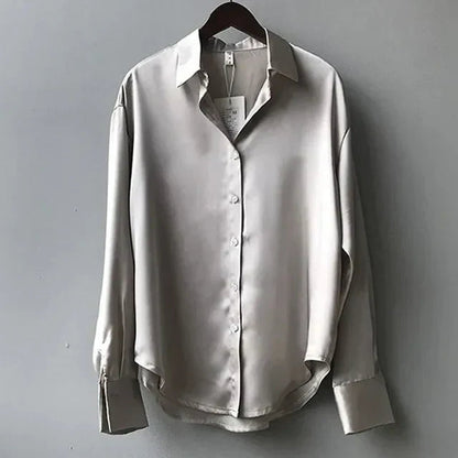 Nayeli | Satinbluse mit langen Ärmeln und Knöpfen für Damen