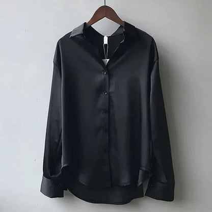 Nayeli | Satinbluse mit langen Ärmeln und Knöpfen für Damen