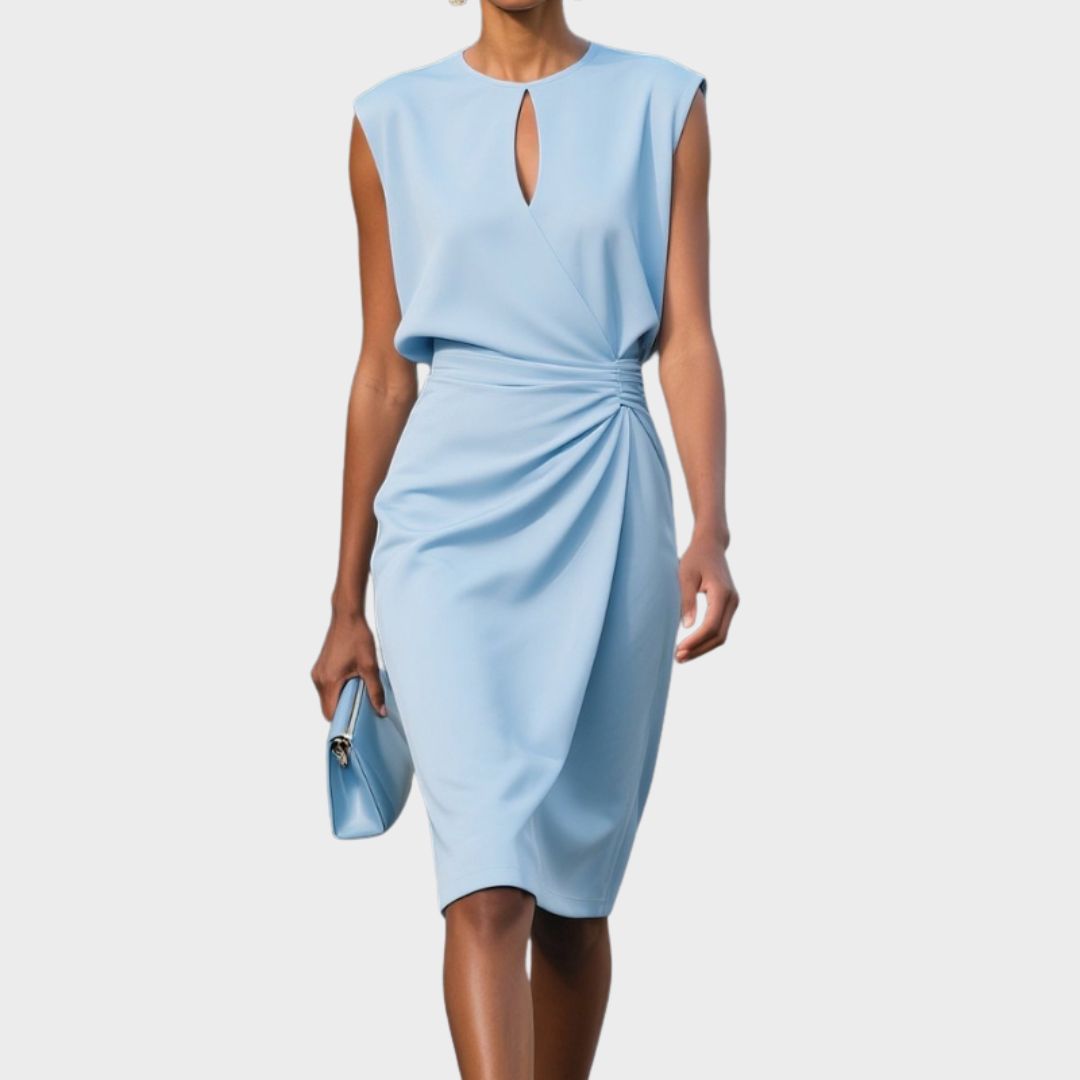 Immae | Elegant Sleeveless Midi Dress with Side Shirring