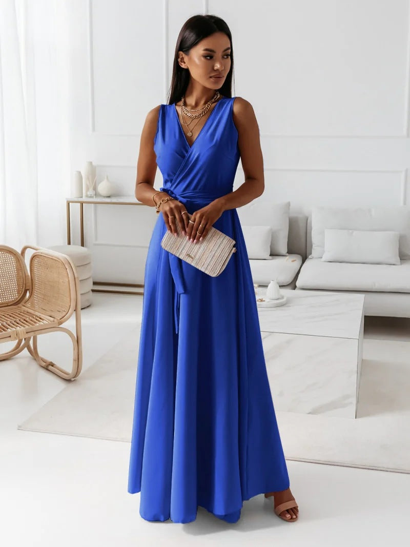 Fayena | Vestido maxi de invitada con diseño cruzado elegante para mujer