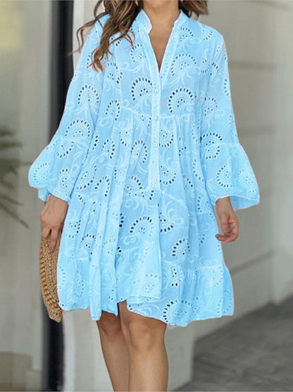 Gala | Women's mini dress with cutout embroidery and ruffles
