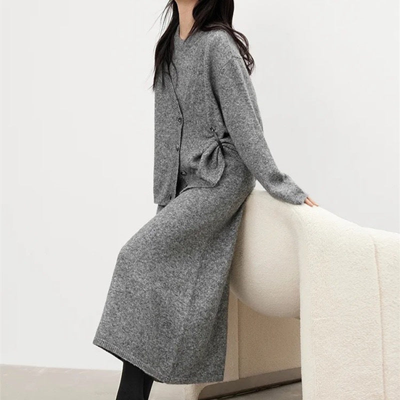 Aranza | Damenoutfit mit langem Kleid und weichem Cardigan | Elegant
