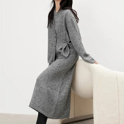 Aranza | Damenoutfit mit langem Kleid und weichem Cardigan | Elegant