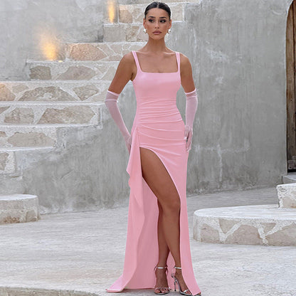 Celli | Elegantes langes Kleid mit V-Ausschnitt und offenem Rücken