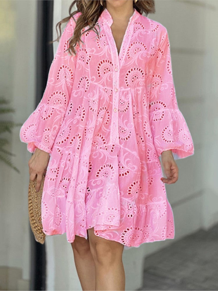 Gala | Women's mini dress with cutout embroidery and ruffles