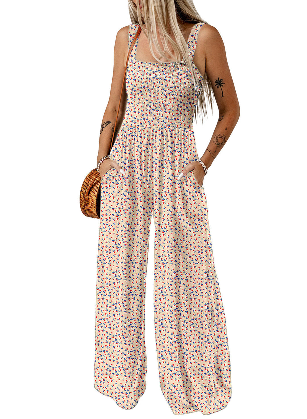 Jasmirael | Weitbeiniger, floraler Frühlings-Jumpsuit für Damen  