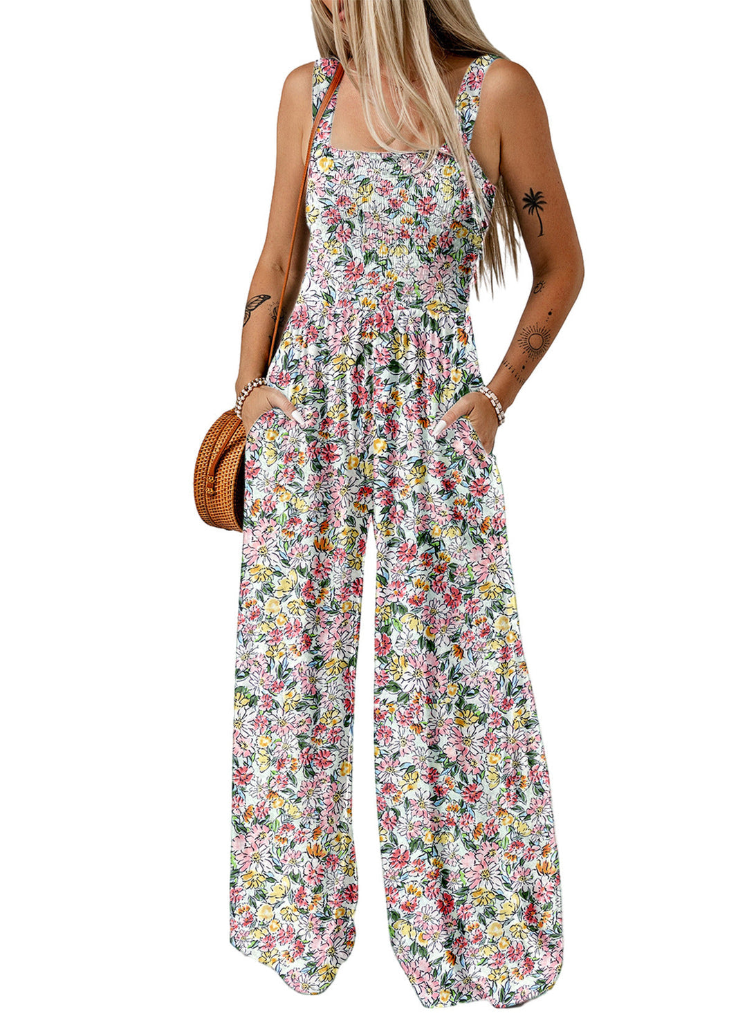 Jasmirael | Weitbeiniger, floraler Frühlings-Jumpsuit für Damen  