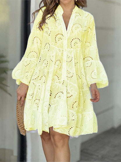 Gala | Women's mini dress with cutout embroidery and ruffles