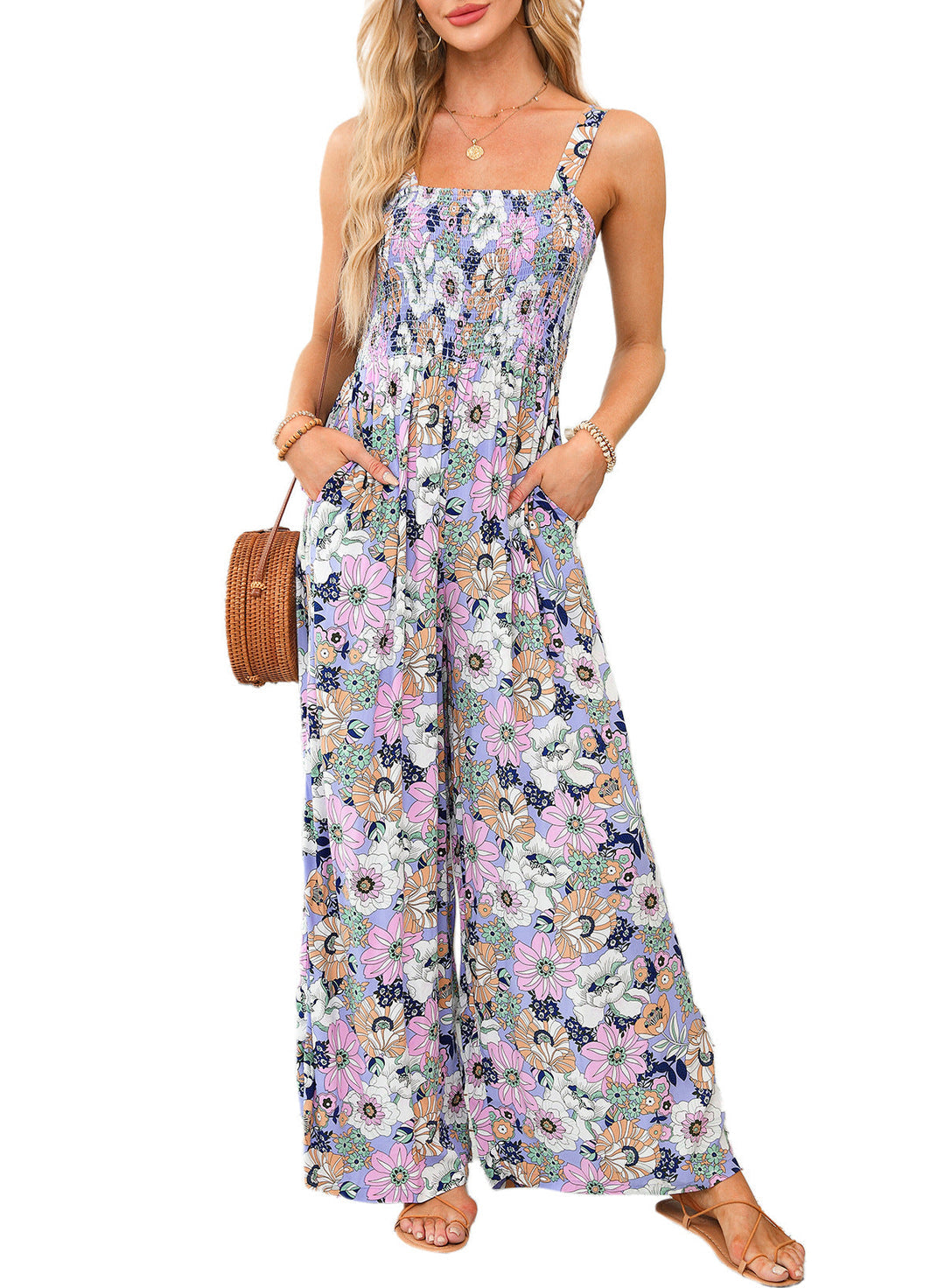 Jasmirael | Weitbeiniger, floraler Frühlings-Jumpsuit für Damen  