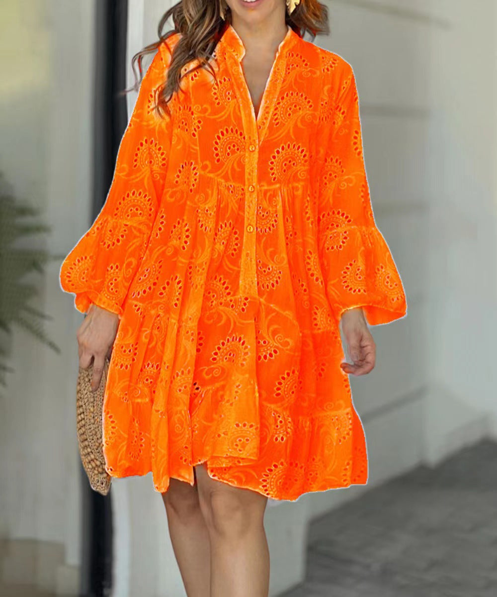 Gala | Women's mini dress with cutout embroidery and ruffles
