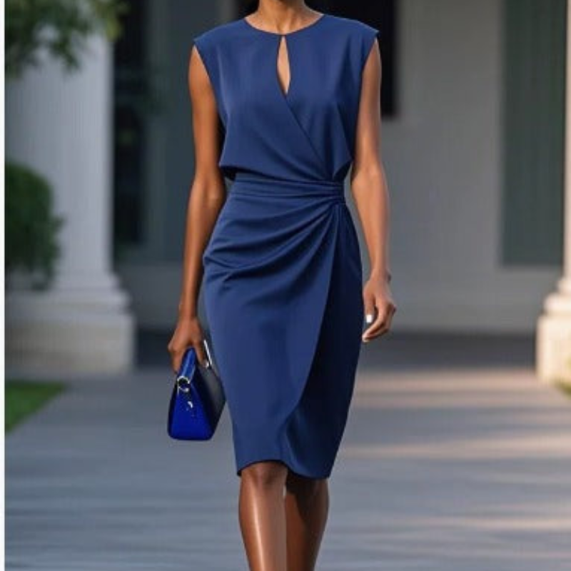 Immae | Elegant Sleeveless Midi Dress with Side Shirring