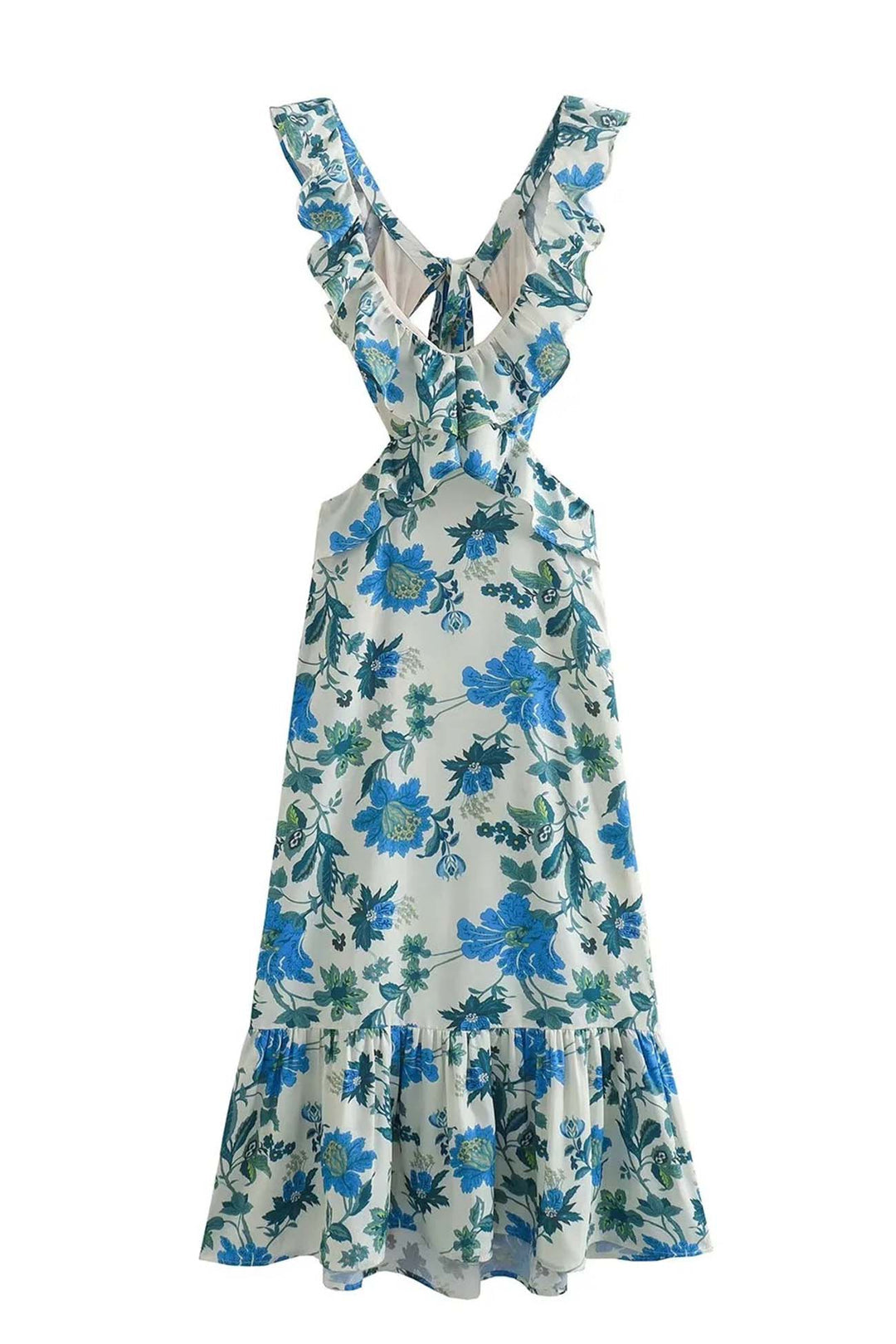 Brisenda | Vestido maxi floral elegante para mujer con volantes