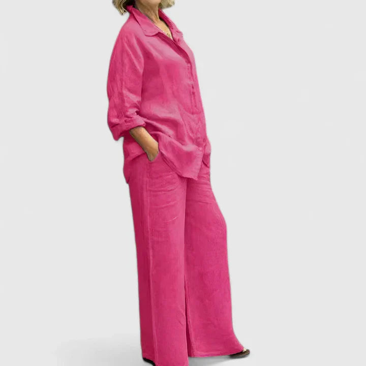 Delfina | Ensemble confortable avec chemise et pantalon large