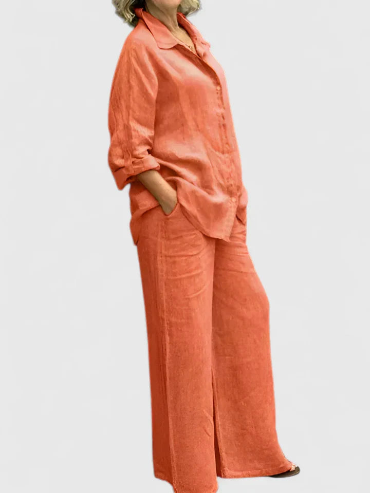 Delfina | Ensemble confortable avec chemise et pantalon large