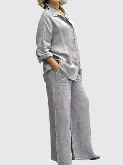 Delfina | Ensemble confortable avec chemise et pantalon large