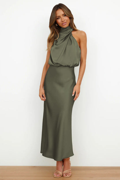 Laura | Vestido de noche de mujer chic con cuello halter y corte fluido