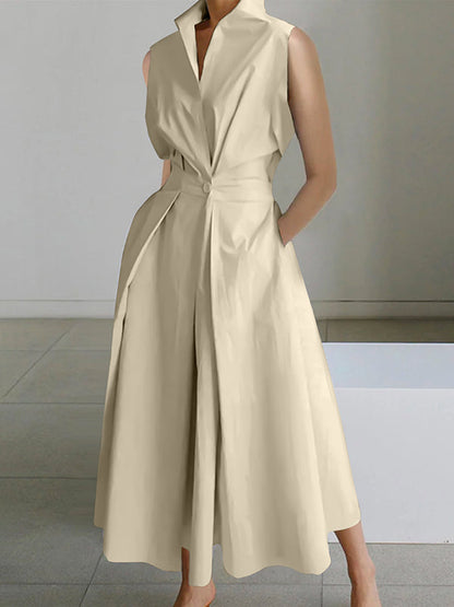 Estela | Vestido midi con cuello camisero y diseño sin mangas