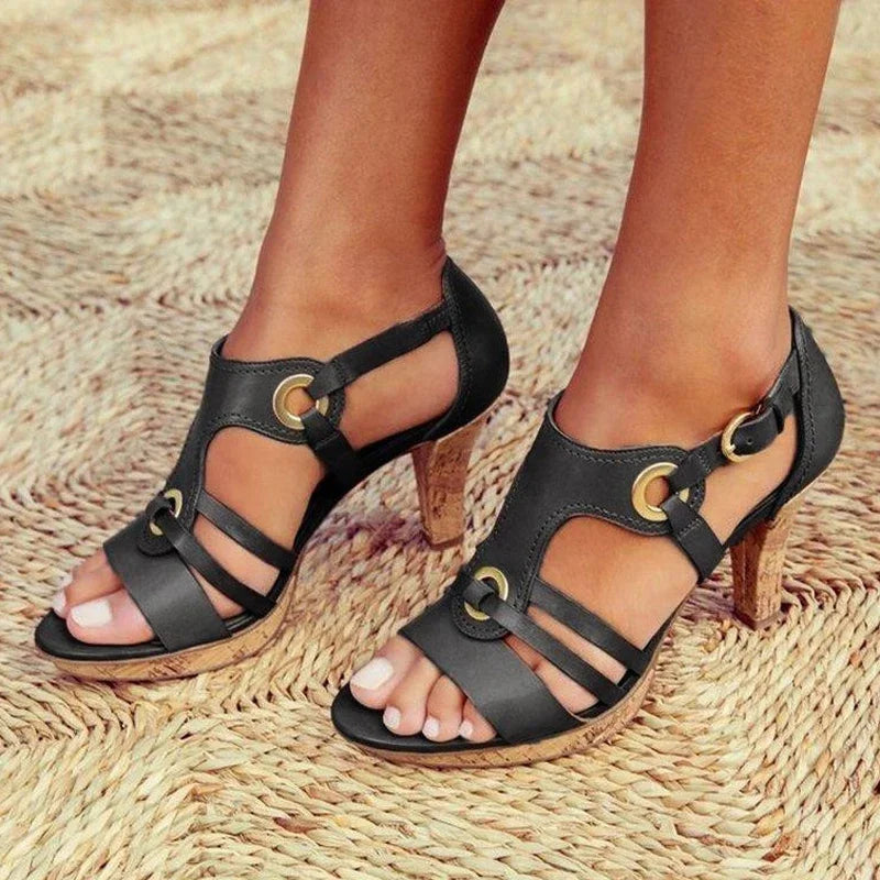 Candela| Stylish and comfortable heeled sandals with open straps