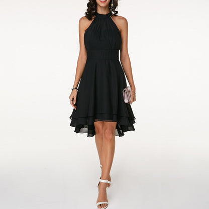 Emma | Elegantes kurzes Damenkleid mit Neckholder und fließendem Fall