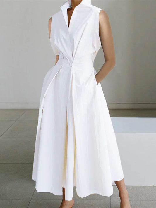 Estela | Midi shirt dress with sleeveless design