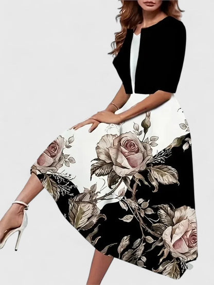 Azucena | Elegant midi dress with floral print