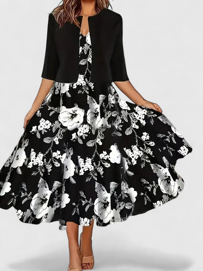Azucena | Elegant midi dress with floral print