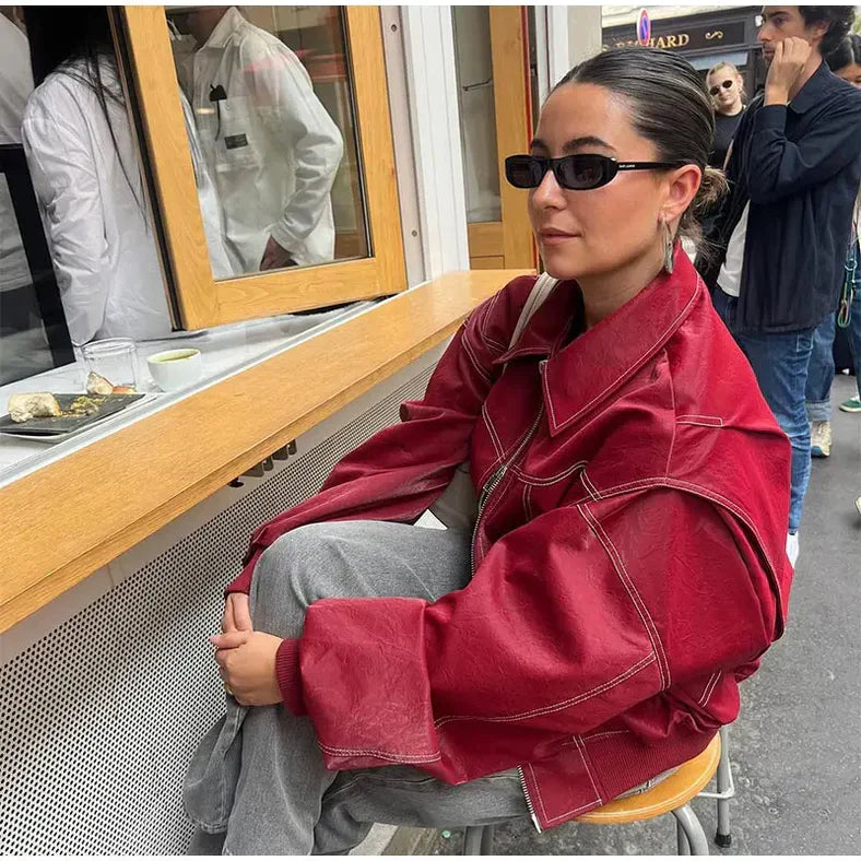 Elodina | Oversize Bomberjacke für Damen mit Lederoptik | Kühn