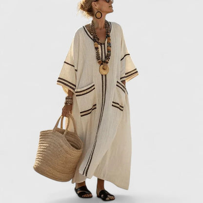Galiana | Boho Midikleid für Damen mit Taschen, frisch und leicht | Atmungsaktiv  