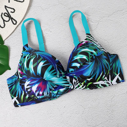 Ana | Bikini z wysokim stanem, ramiączkami i tropikalnym wzorem