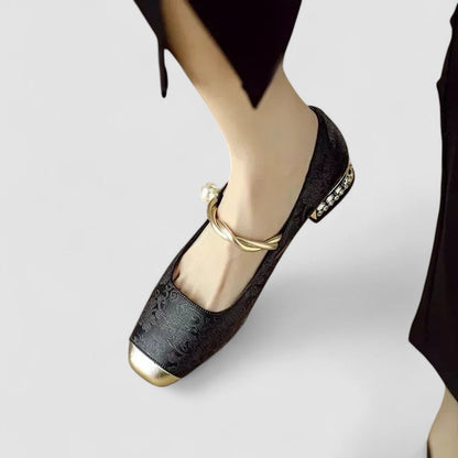 Nina | Women's Pearl Strap Spring Ballet Flats