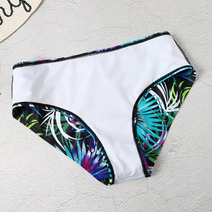 Ana | Bikini z wysokim stanem, ramiączkami i tropikalnym wzorem