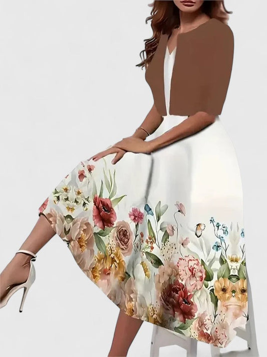 Azucena | Elegant midi dress with floral print