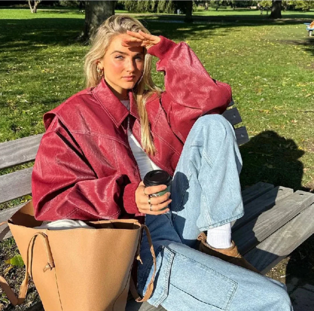 Elodina | Oversize Bomberjacke für Damen mit Lederoptik | Kühn