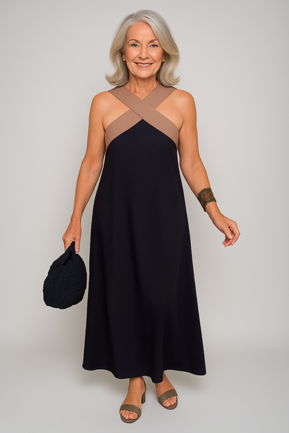 Manuela | Robe maxi élégante avec décolleté croisé sans manches