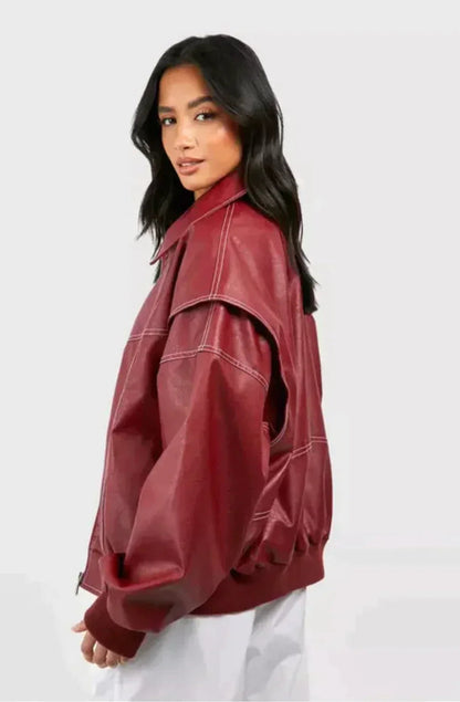 Elodina | Oversize Bomberjacke für Damen mit Lederoptik | Kühn