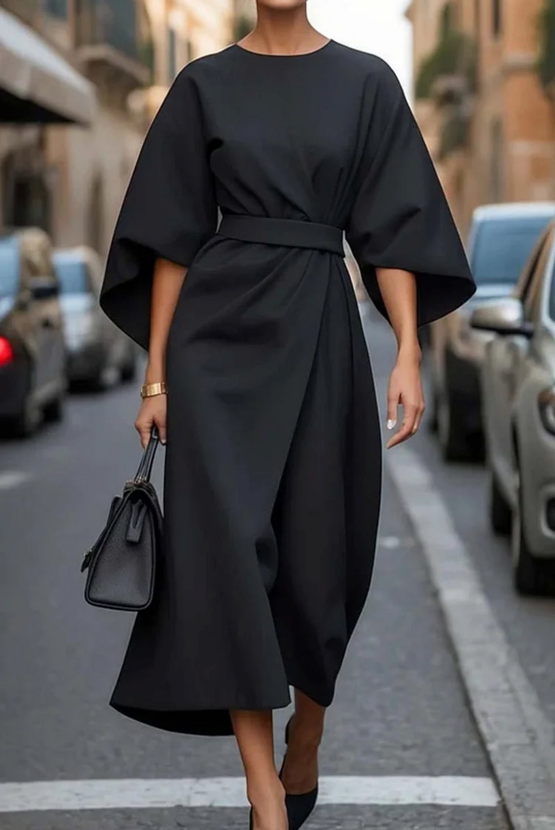 Naiara | Elegantes Kleid für Damen mit Puffärmeln und Gürtel
