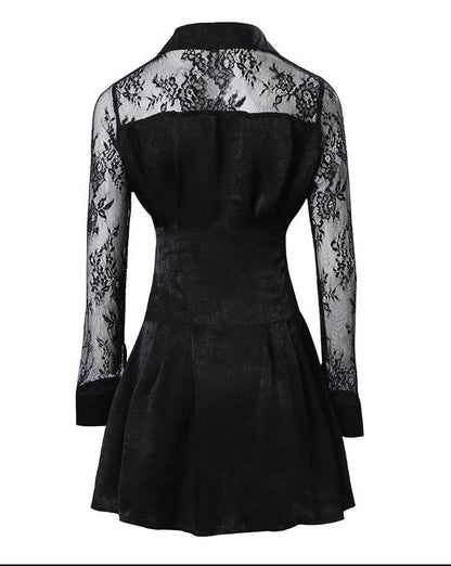 Valentina | Vestido tipo camisa de mujer con encaje y manga larga
