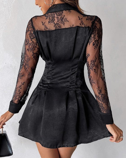 Valentina | Vestido tipo camisa de mujer con encaje y manga larga