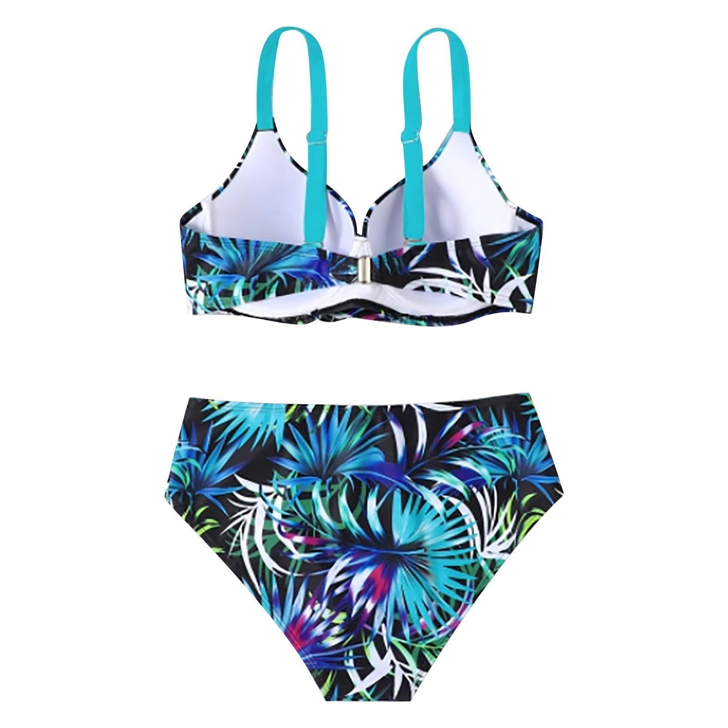 Ana | Bikini z wysokim stanem, ramiączkami i tropikalnym wzorem