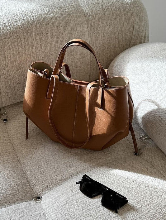 Inés | Luxurious shopper bag with double handle and plain design