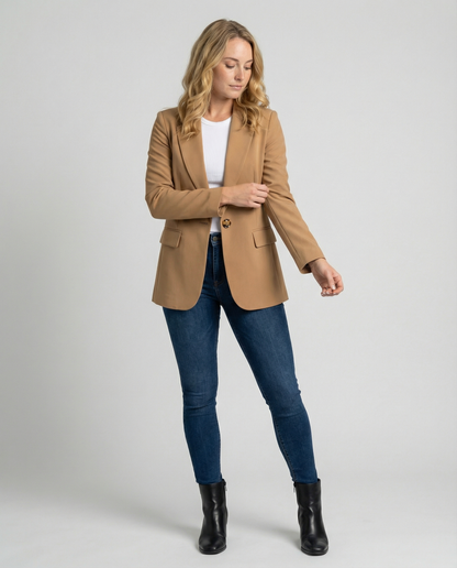 Rosabella | Damenblazer mit einem Knopf und klassischem Revers | Fein