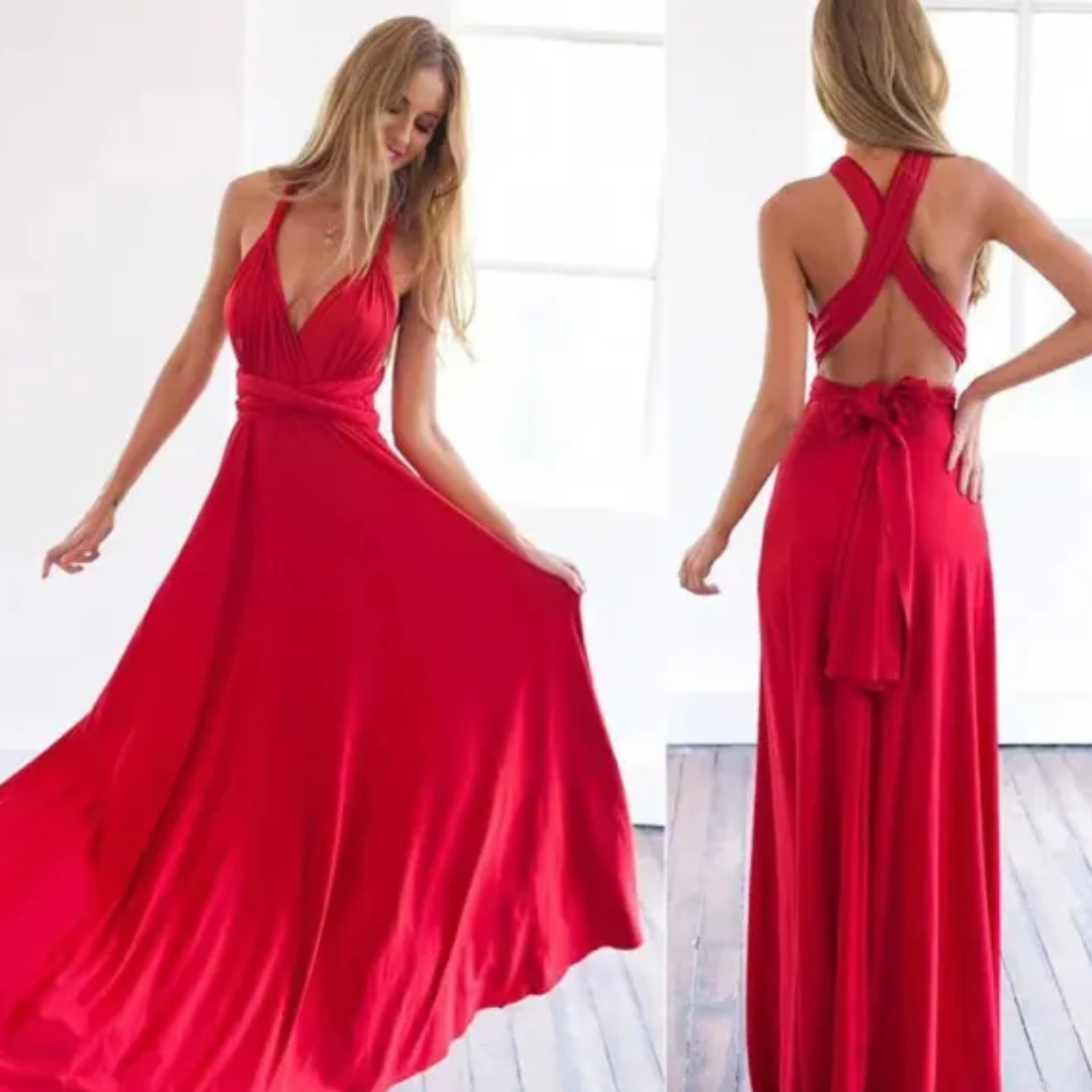 Virella | Langes Wickelkleid mit Neckholder-Ausschnitt | Maxi