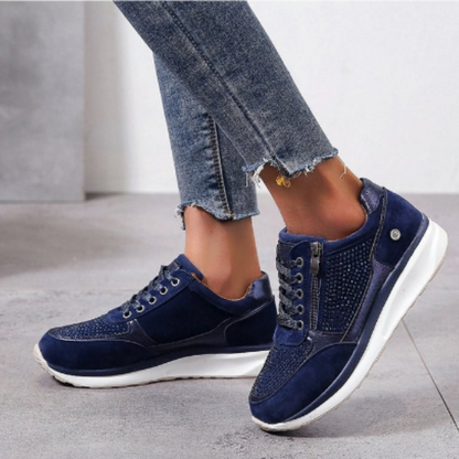 Prisella | Moderne Damen-Sneaker mit Schnürsenkeln | Keilabsatz