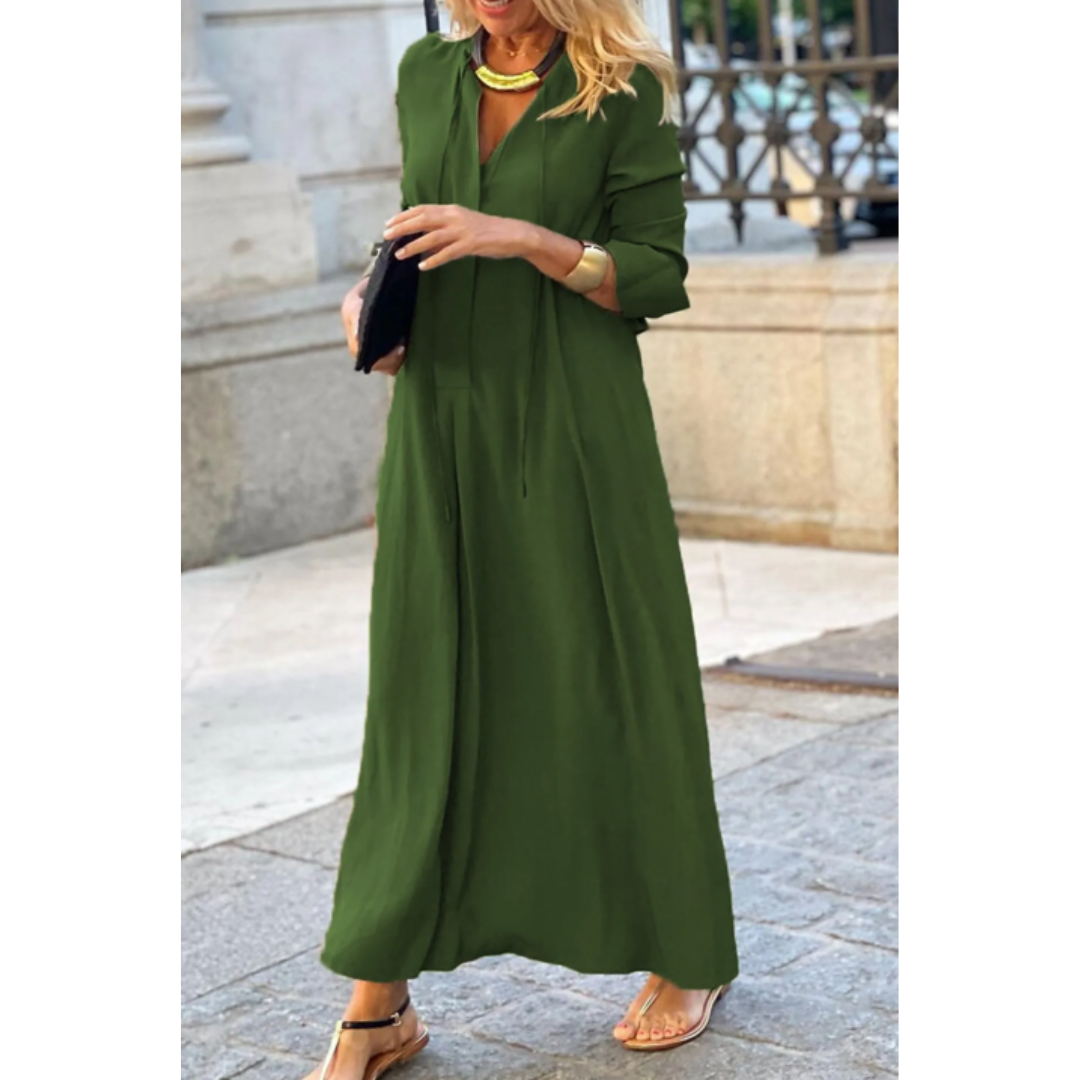Waleria | Langes, lässiges Damenkleid mit Knopfleiste | Bequem