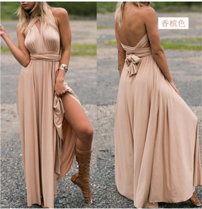 Virella | Langes Wickelkleid mit Neckholder-Ausschnitt | Maxi