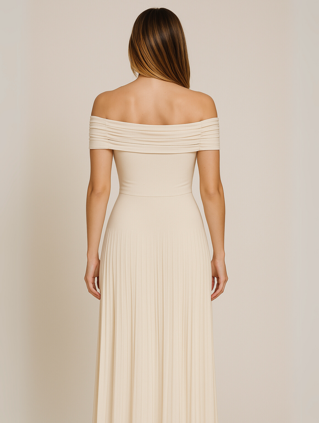 Dalina | Women's Pleated Off-the-Shoulder Maxi Dress