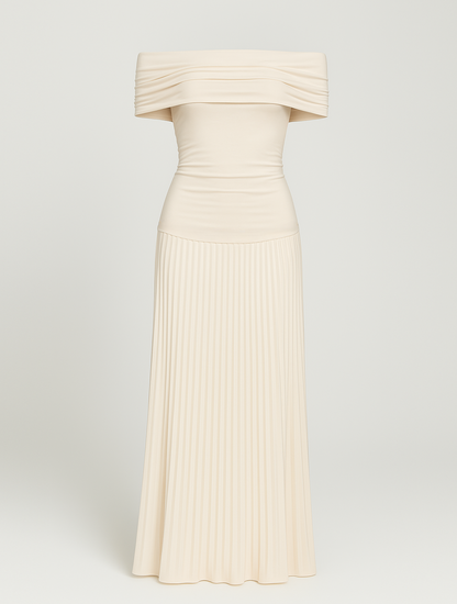 Dalina | Women's Pleated Off-the-Shoulder Maxi Dress