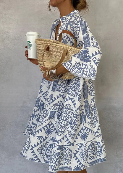 Victorina | Vestido estampado con manga amplia fluida