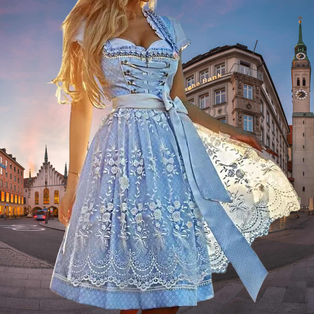 Paula | Oktoberfest-Kleid mit Stickerei und Schleife in der Taille